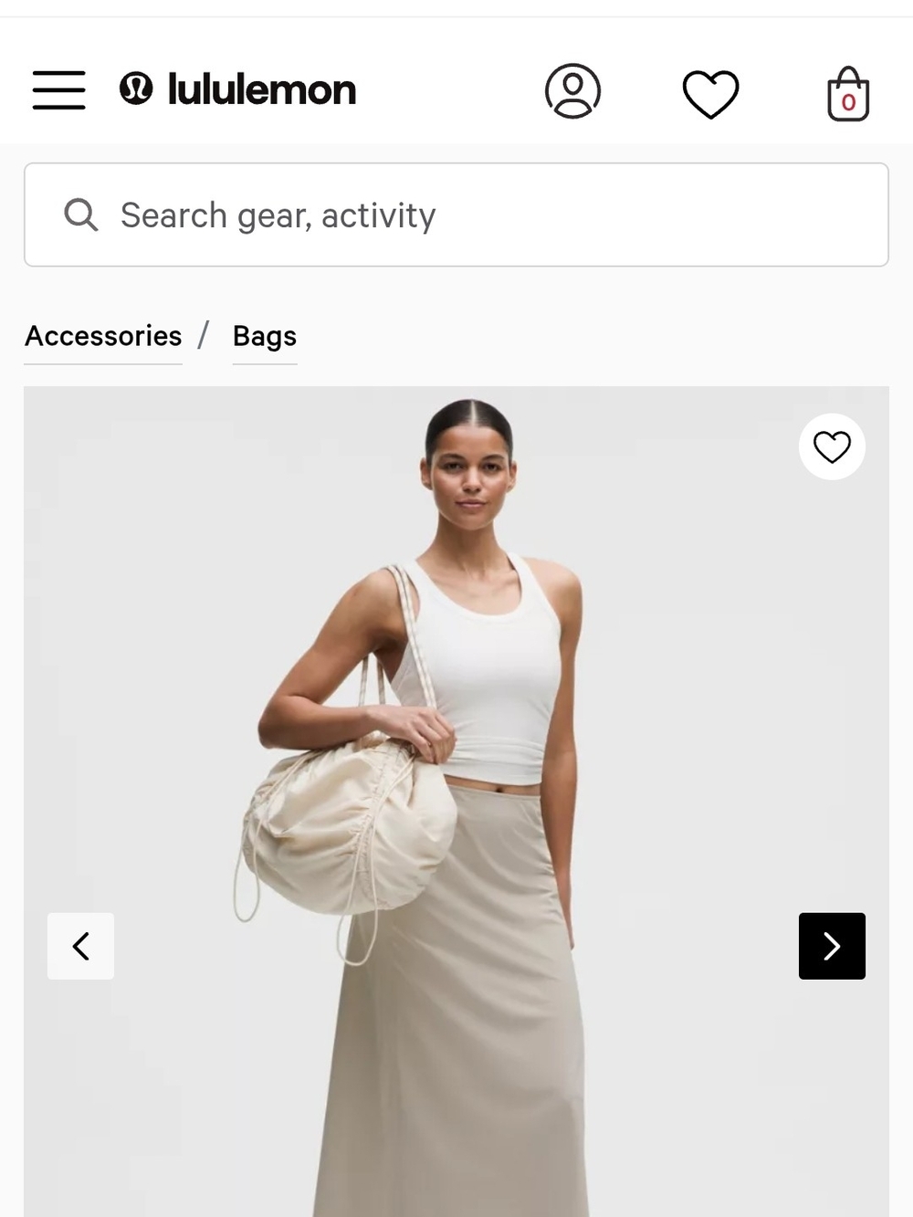 lululemon athletica Cream Drawstring Shoulder Tote